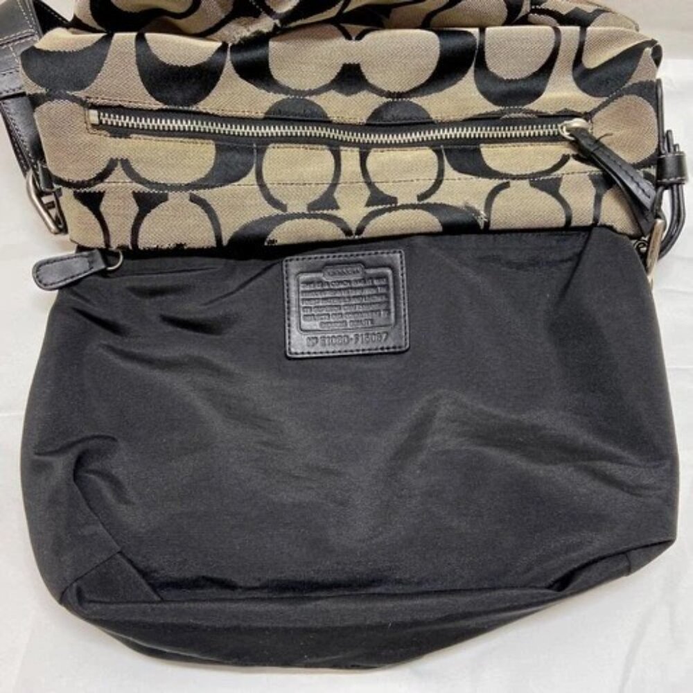 Coach Hobo Shoulderbag F15067 Signature Gray Canvas Black Leather Hand Bag READ - Picture 12 of 16